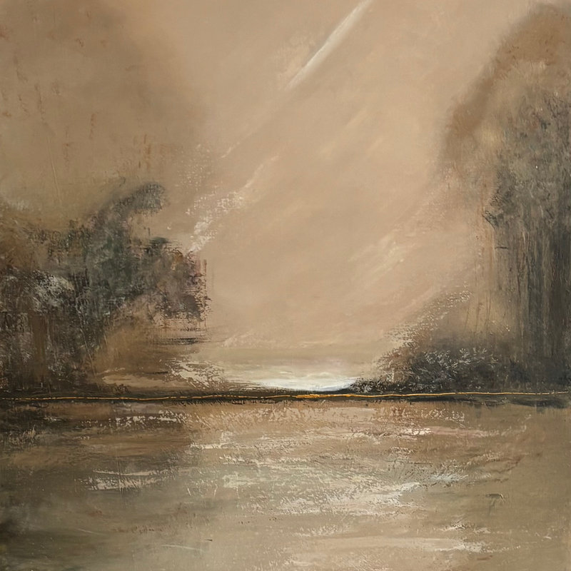Kunstwerk van Carla Welle in zachte, natuurlijke tinten